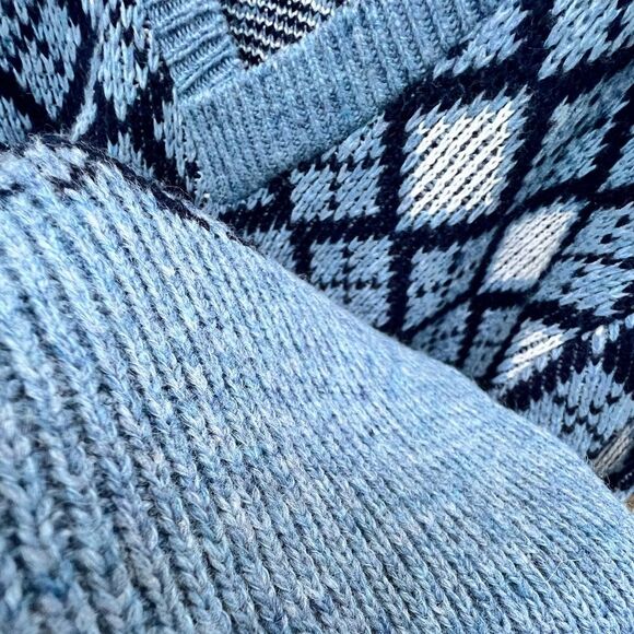 Vintage McGregor Shelton Gyle X-VEE Pullover V Neck Blue Wool Sweater Size L NWT - Picture 10 of 12